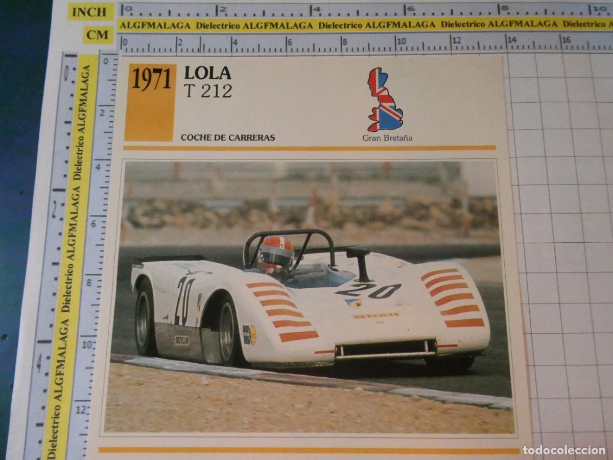 Coches y motocicletas: TARJETA FICHA T&Eacute;CNICA COCHES COLECCI&Oacute;N PLANETA AGOSTINI REINO UNIDO 1971 LOLA T 212 1253