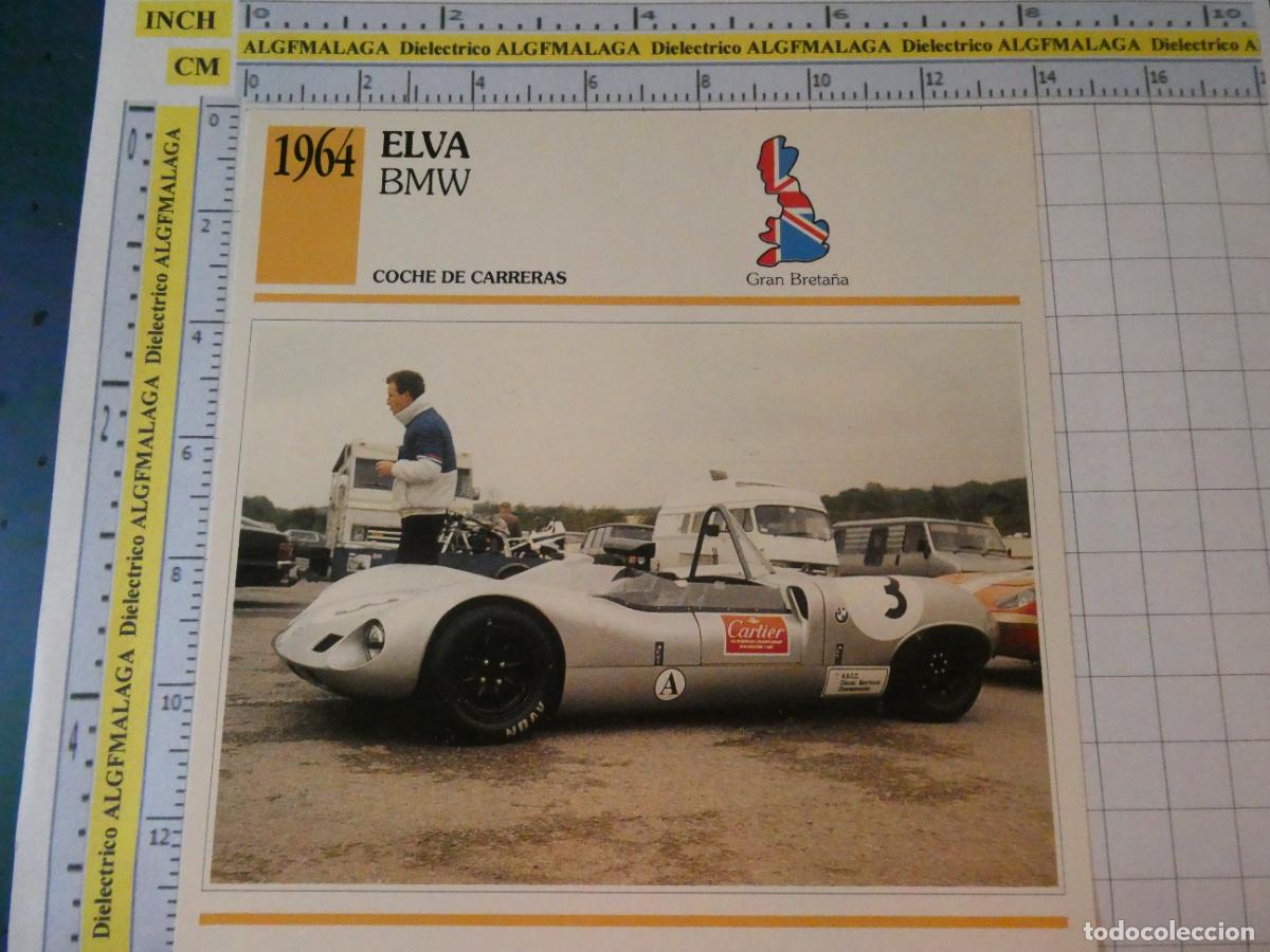 Coches y motocicletas: TARJETA FICHA T&Eacute;CNICA COCHES COLECCI&Oacute;N PLANETA AGOSTINI REINO UNIDO 1964 ELVA BMW 1268