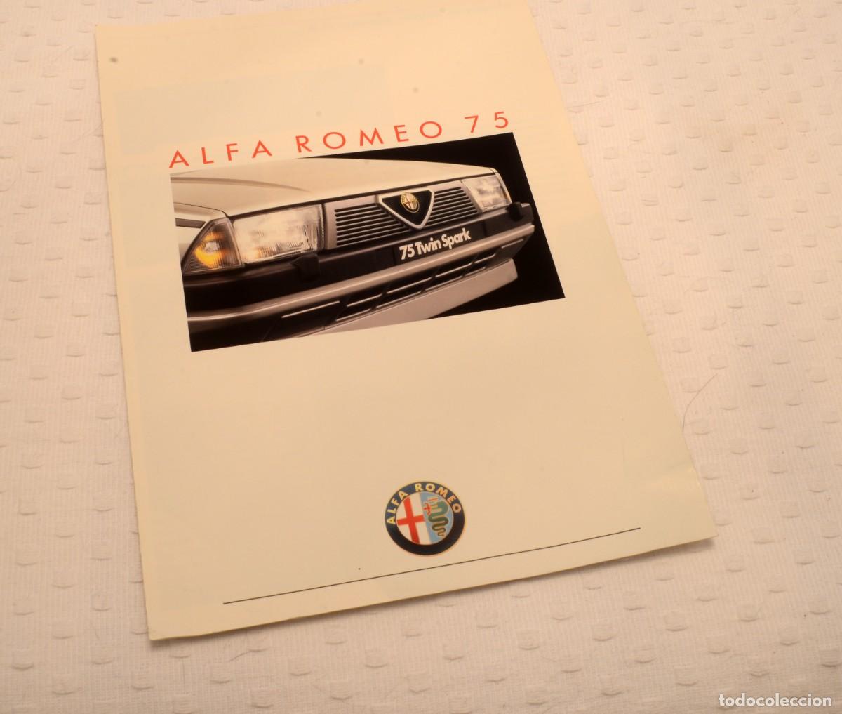 Coches y motocicletas: Cat&aacute;logo publicitario original de concesionario del Alfa Romeo 75 Twin Spark, finales a&ntilde;os 80