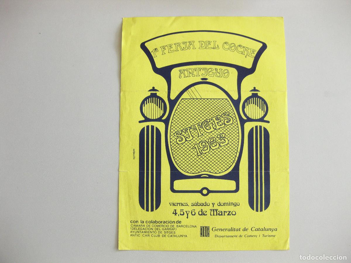 Coches y motocicletas: CARTEL DE LA 1&ordf; FERIA DEL COCHE ANTIGUO DE SITGES. 1983.