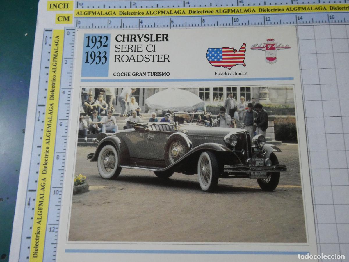 Coches y motocicletas: TARJETA FICHA T&Eacute;CNICA COCHES COLECCI&Oacute;N PLANETA AGOSTINI ESTADOS UNIDOS 1932 CHRYSLER SERIE CI 1272