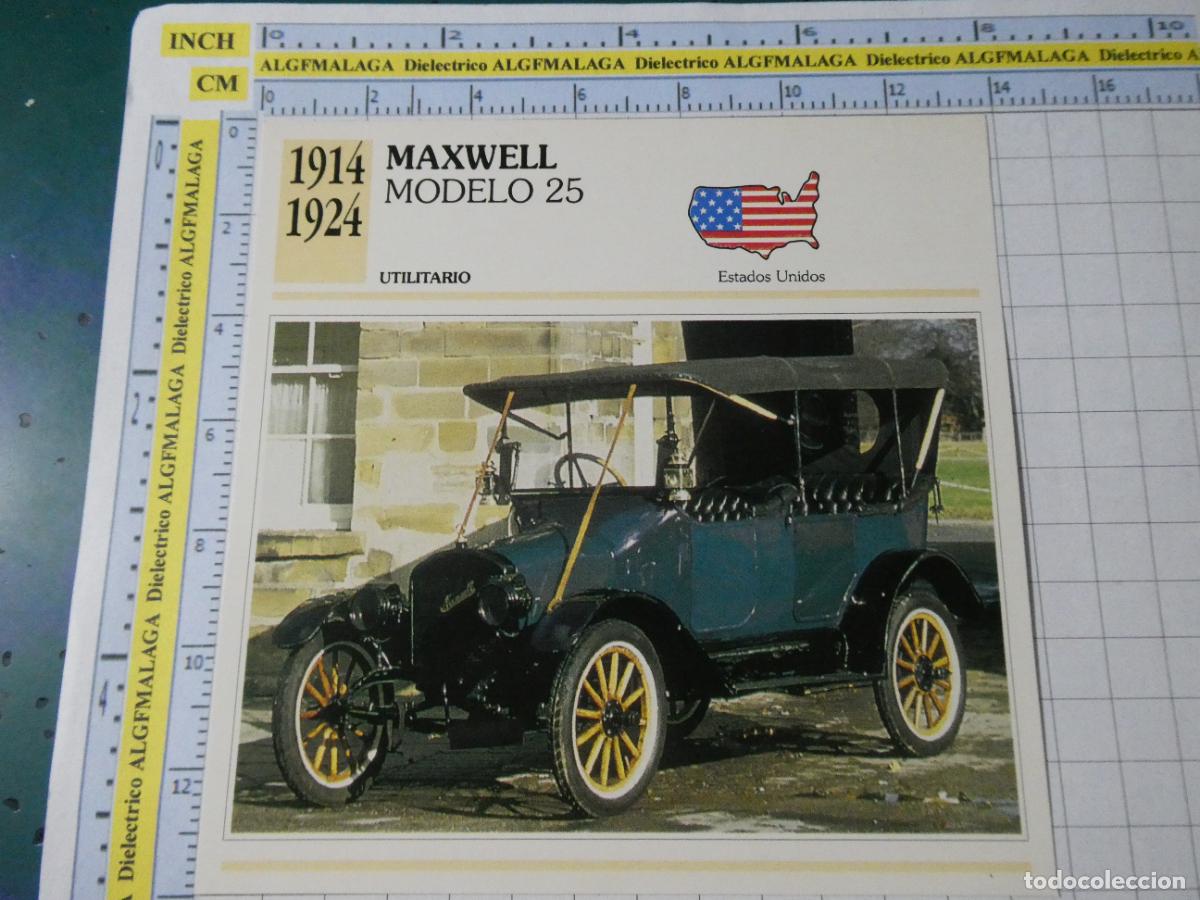Coches y motocicletas: TARJETA FICHA T&Eacute;CNICA COCHES COLECCI&Oacute;N PLANETA AGOSTINI ESTADOS UNIDOS 1914 MAXWELL MODELO 25 1274