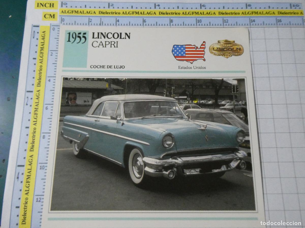 Coches y motocicletas: TARJETA FICHA T&Eacute;CNICA COCHES COLECCI&Oacute;N PLANETA AGOSTINI ESTADOS UNIDOS 1955 LINCOLN CAPRI 1279