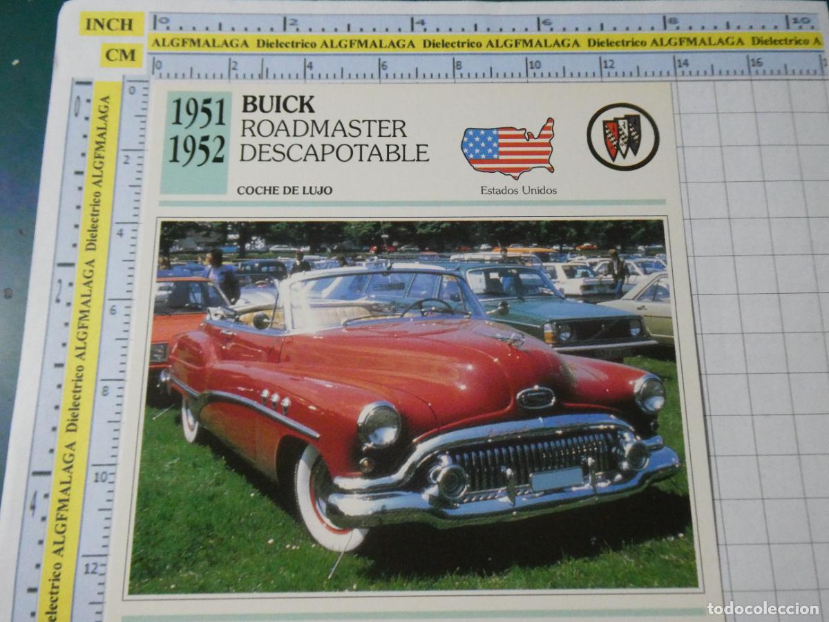 Coches y motocicletas: TARJETA FICHA T&Eacute;CNICA COCHES COLECCI&Oacute;N PLANETA AGOSTINI ESTADOS UNIDOS 1951 BUICK ROADMASTER 1280