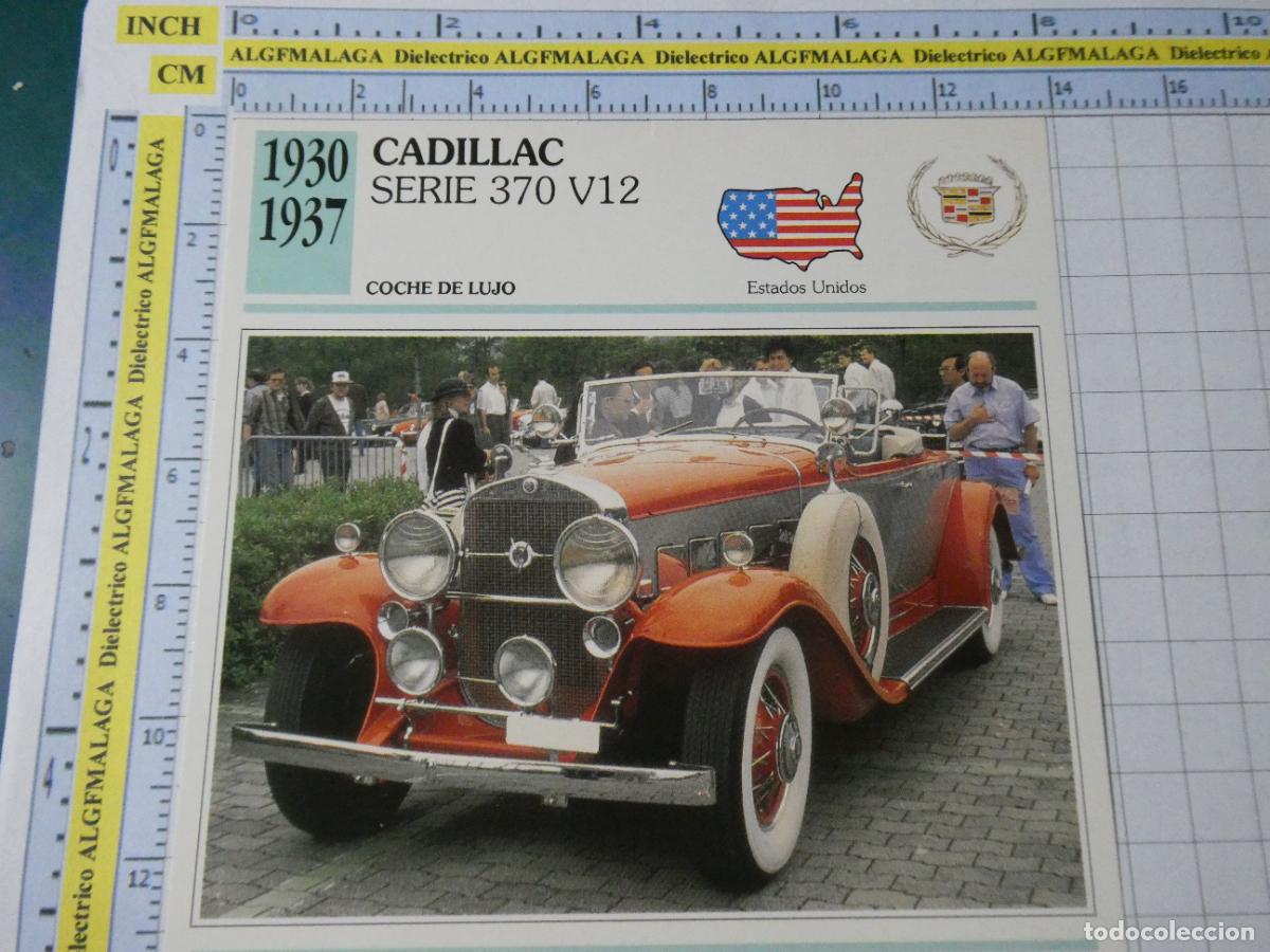 Coches y motocicletas: TARJETA FICHA T&Eacute;CNICA COCHES COLECCI&Oacute;N PLANETA AGOSTINI ESTADOS UNIDOS 1930 CADILLAC SERIE 370 1281