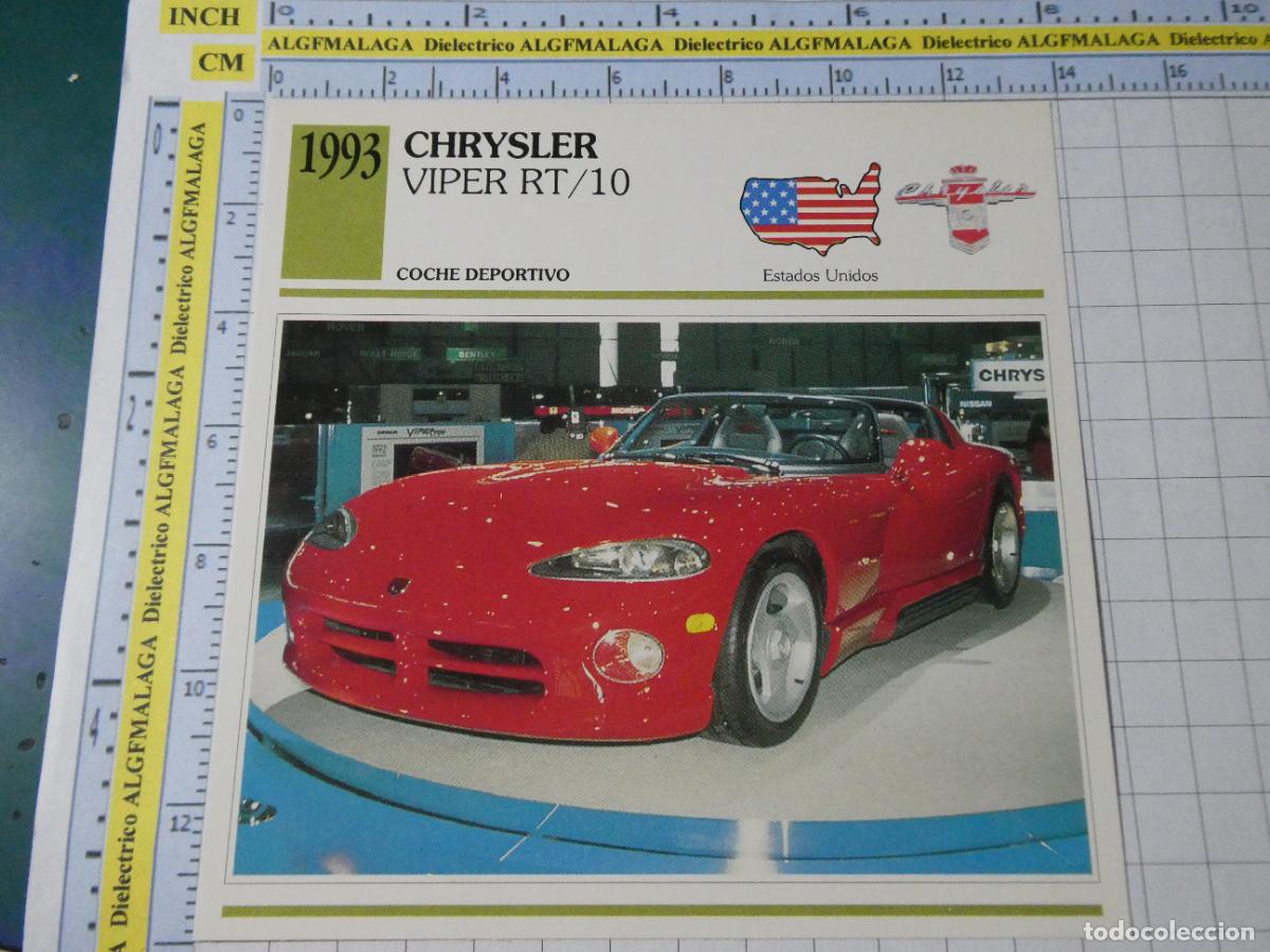 Coches y motocicletas: TARJETA FICHA T&Eacute;CNICA COCHES COLECCI&Oacute;N PLANETA AGOSTINI ESTADOS UNIDOS 1993 CHRYSLER VIPER RT 1283