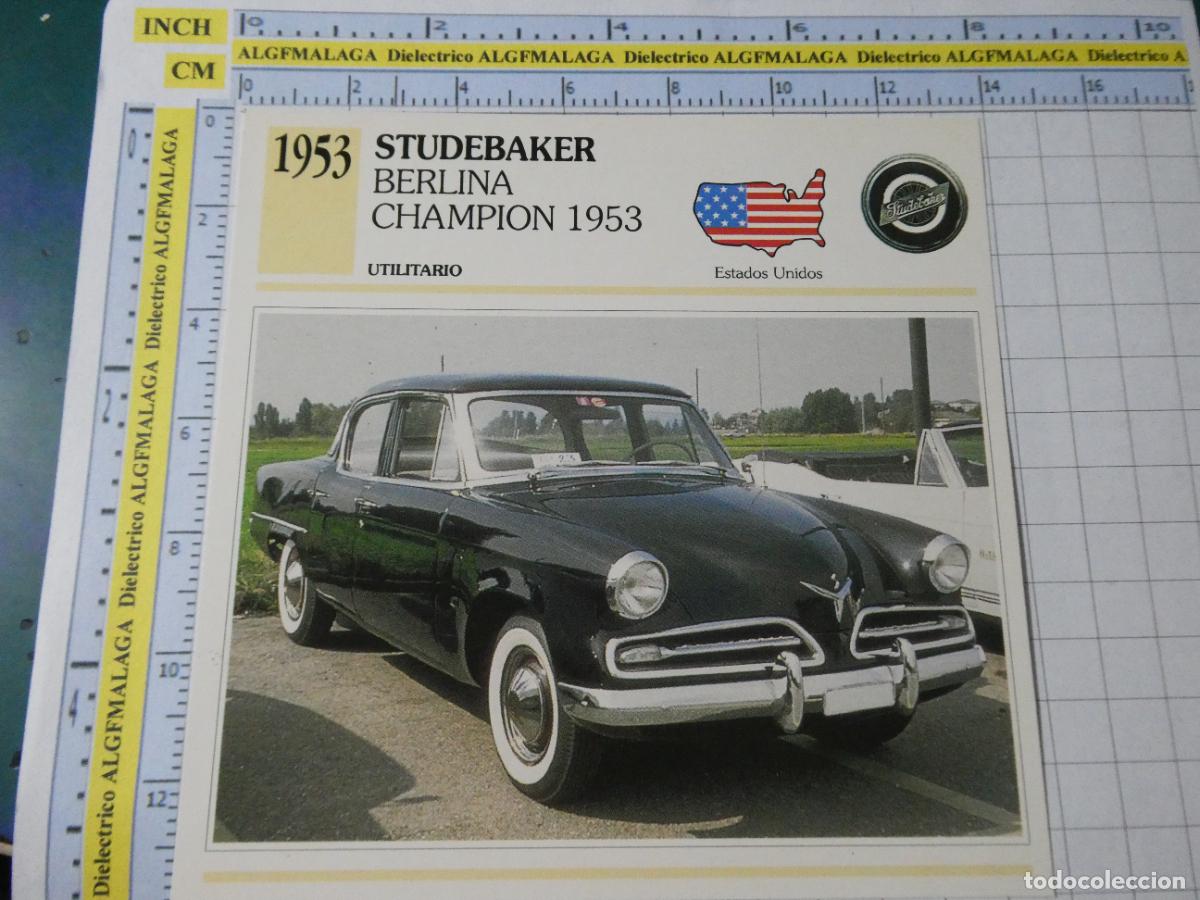 Coches y motocicletas: TARJETA FICHA T&Eacute;CNICA COCHES COLECCI&Oacute;N PLANETA AGOSTINI ESTADOS UNIDOS 1953 STUDEBAKER BERLINA 1286