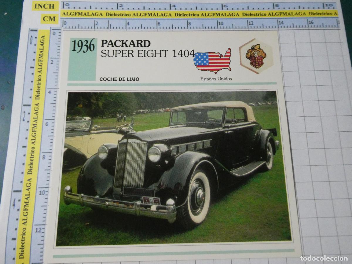 Coches y motocicletas: TARJETA FICHA T&Eacute;CNICA COCHES COLECCI&Oacute;N PLANETA AGOSTINI ESTADOS UNIDOS 1936 PACKARD SUPER EIGHT 1290