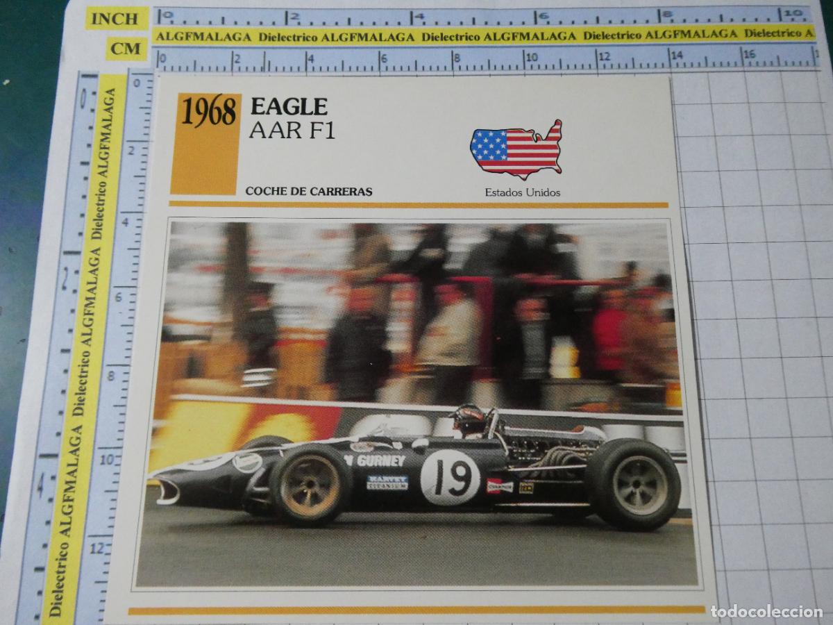 Coches y motocicletas: TARJETA FICHA T&Eacute;CNICA COCHES COLECCI&Oacute;N PLANETA AGOSTINI ESTADOS UNIDOS 1968 EAGLE AAR F1 1293
