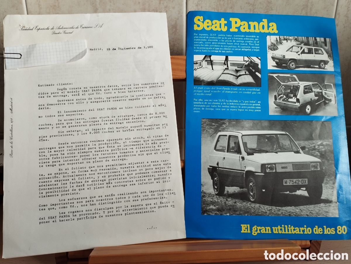 Coches y motocicletas: SEAT PANDA CATALOGO PRODUCCI&Oacute;N Y CARTA F&Aacute;BRICA/CLIENTE