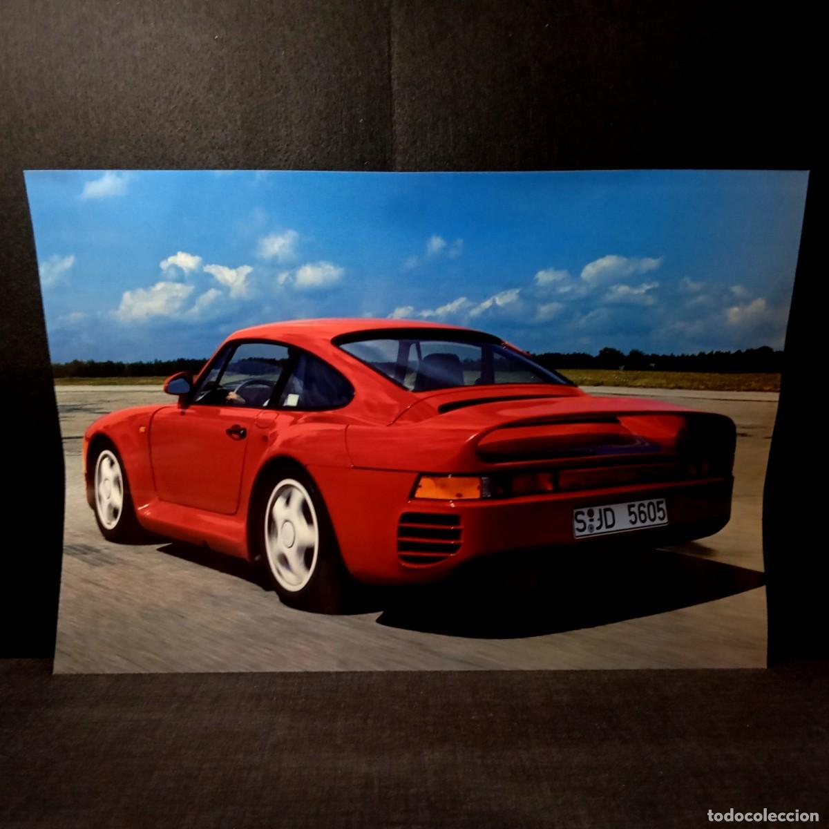 Coches y motocicletas: Lamina Fotografia Porsche 959 Rojo Pista Pruebas Cartel Poster Coche Clasico Motor 45x31cm