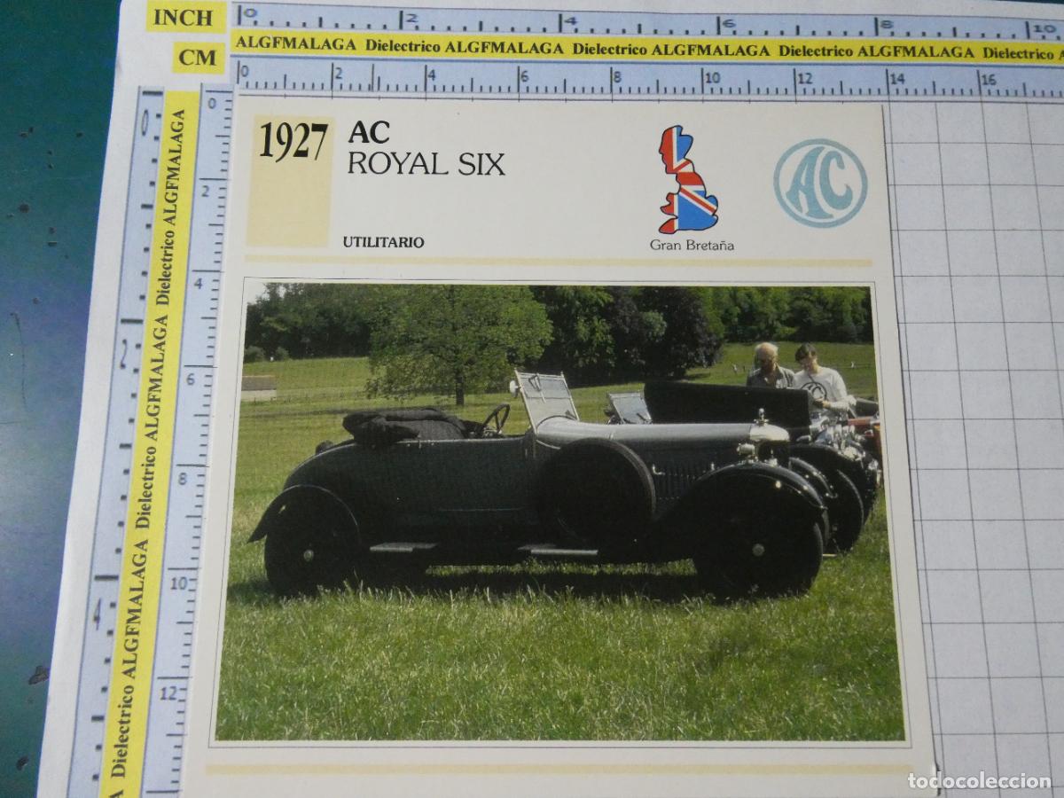 Coches y motocicletas: TARJETA FICHA T&Eacute;CNICA COCHES COLECCI&Oacute;N PLANETA AGOSTINI REINO UNIDO. 1927 AC ROYAL SIX 1296