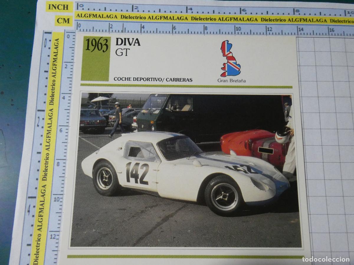 Coches y motocicletas: TARJETA FICHA T&Eacute;CNICA COCHES COLECCI&Oacute;N PLANETA AGOSTINI REINO UNIDO. 1963 DIVA GT 1299