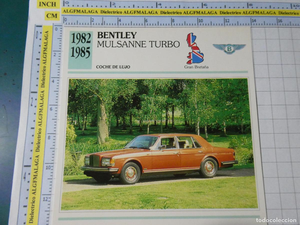 Coches y motocicletas: TARJETA FICHA T&Eacute;CNICA COCHES COLECCI&Oacute;N PLANETA AGOSTINI REINO UNIDO. 1982 BENTLEY MULSANNE TURB 1301