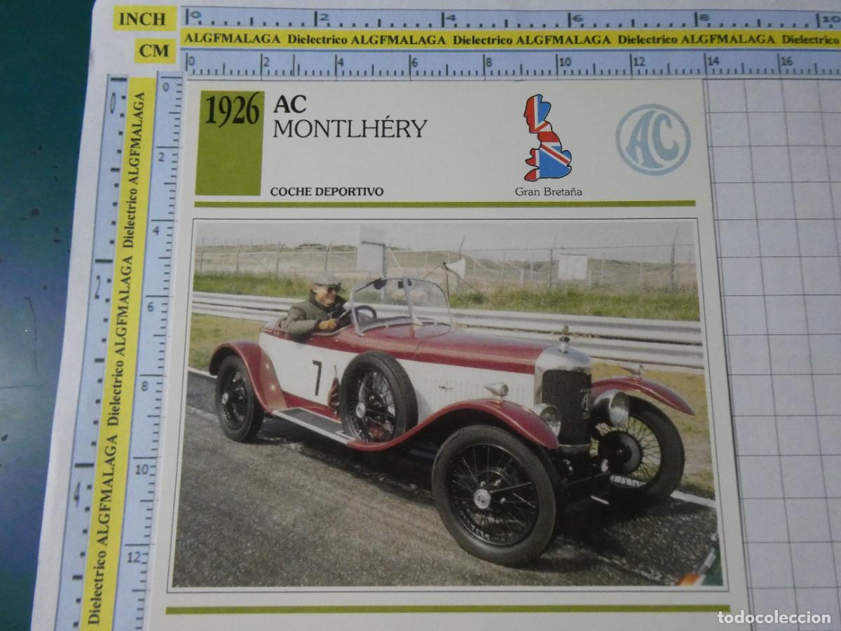 Coches y motocicletas: TARJETA FICHA T&Eacute;CNICA COCHES COLECCI&Oacute;N PLANETA AGOSTINI REINO UNIDO. 1926 AC MONTLHERY 1303