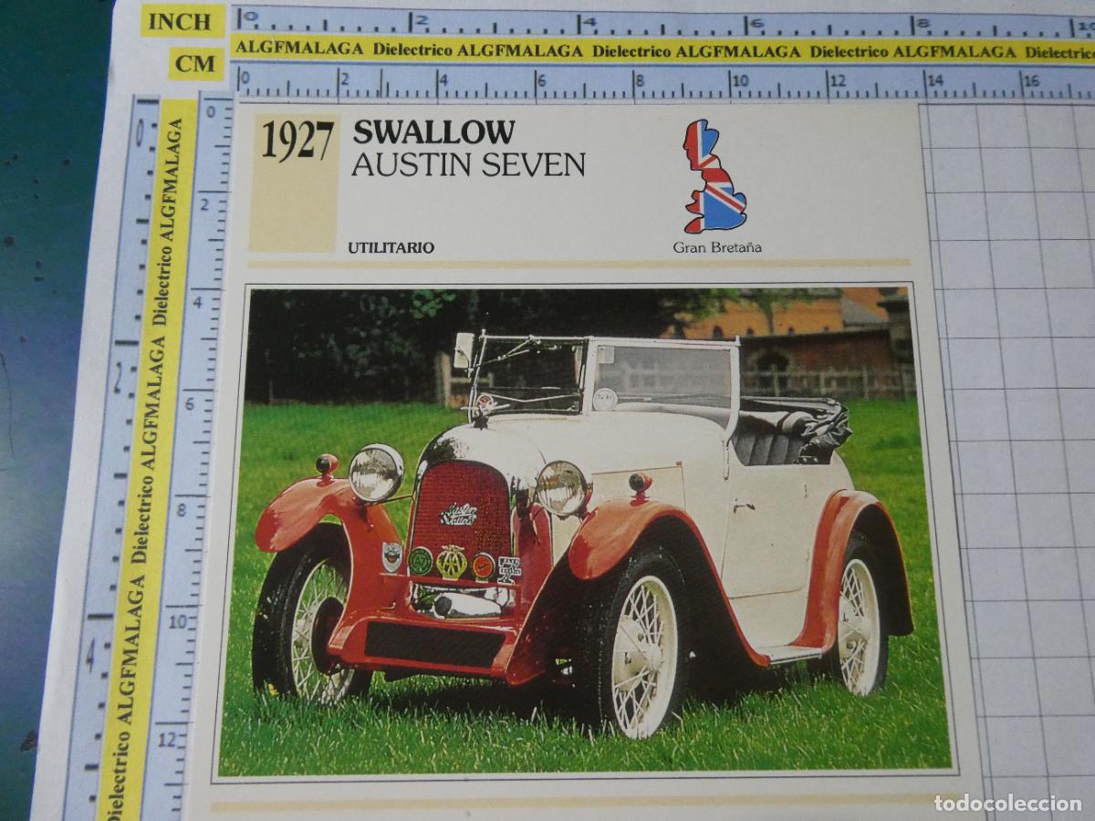 Coches y motocicletas: TARJETA FICHA T&Eacute;CNICA COCHES COLECCI&Oacute;N PLANETA AGOSTINI REINO UNIDO. 1927 SWALLOW AUSTIN SEVEN 1304