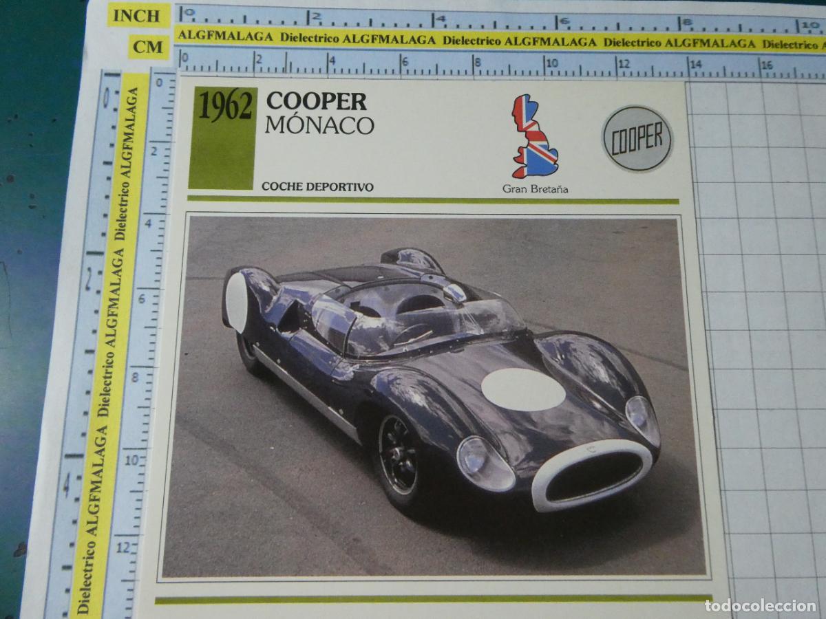Coches y motocicletas: TARJETA FICHA T&Eacute;CNICA COCHES COLECCI&Oacute;N PLANETA AGOSTINI REINO UNIDO. 1962 COOPER MONACO 1305