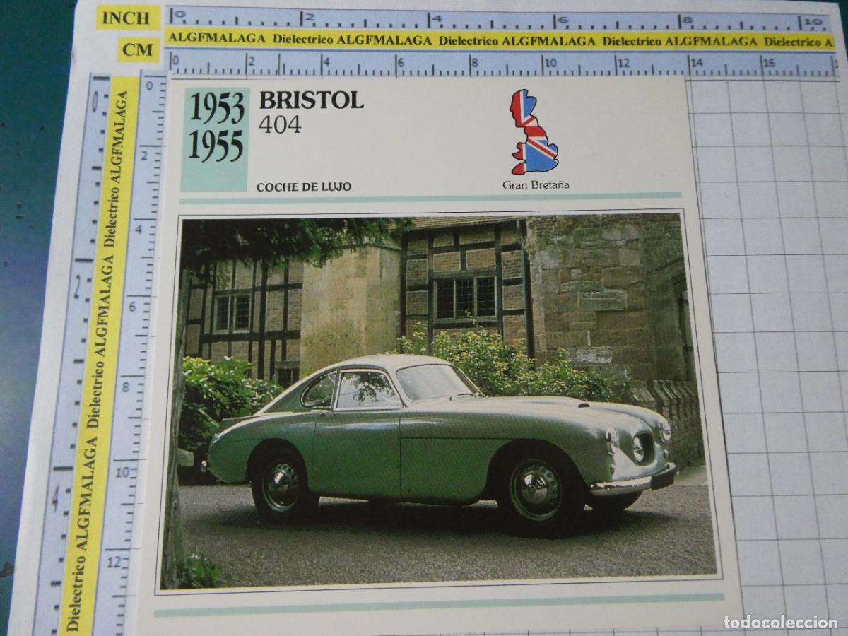 Coches y motocicletas: TARJETA FICHA T&Eacute;CNICA COCHES COLECCI&Oacute;N PLANETA AGOSTINI REINO UNIDO. 1953 BRISTOL 404 1306