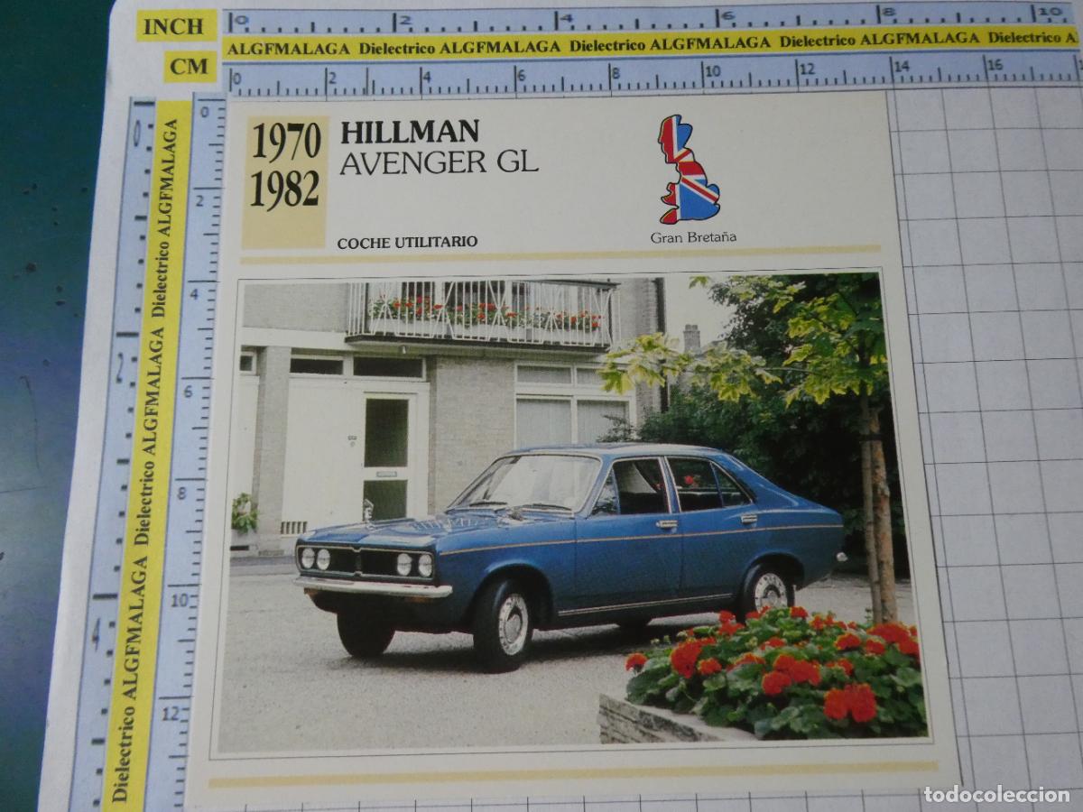 Coches y motocicletas: TARJETA FICHA T&Eacute;CNICA COCHES COLECCI&Oacute;N PLANETA AGOSTINI REINO UNIDO. 1970 HILLMAN AVENGER GL 1309