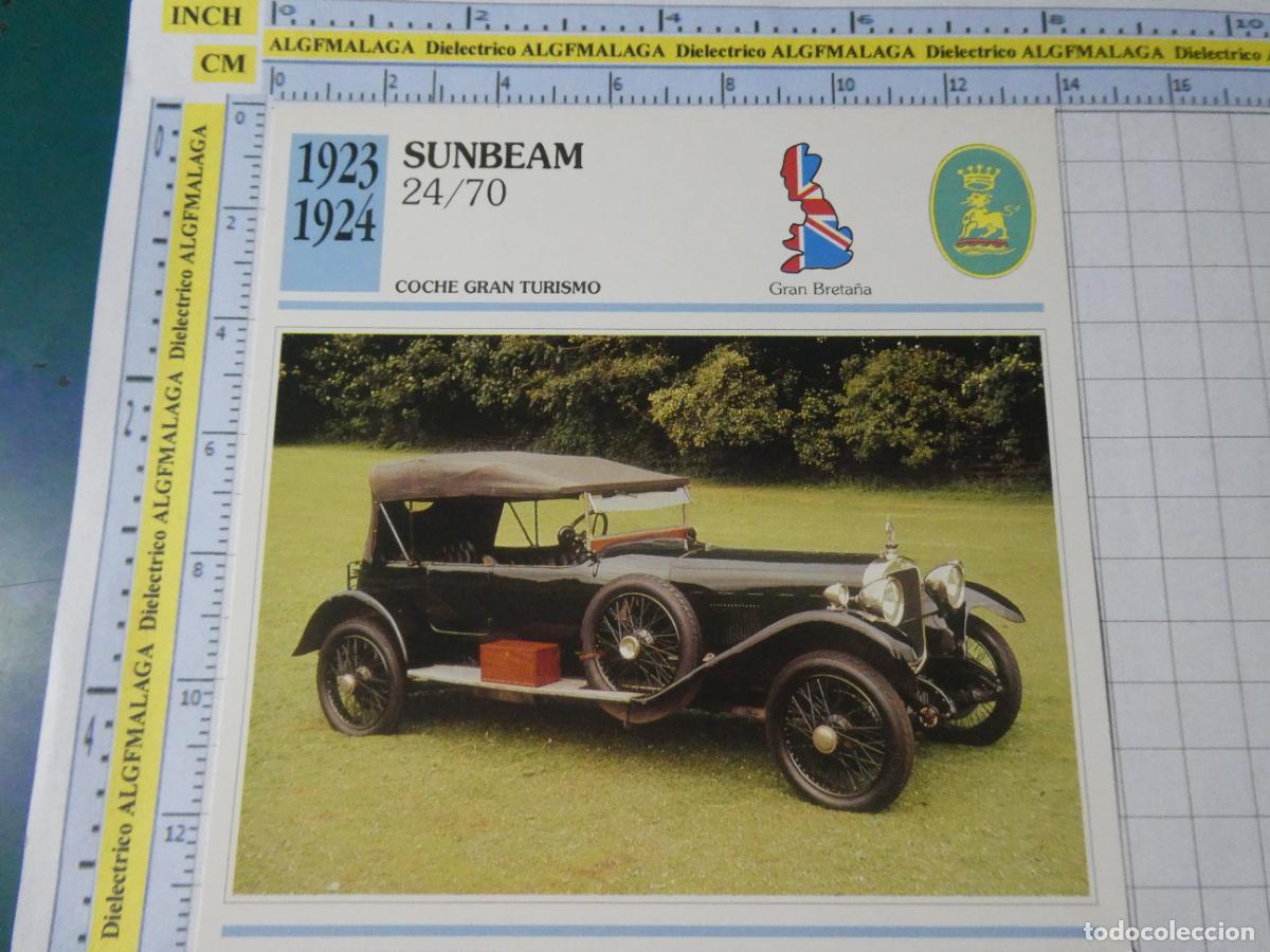 Coches y motocicletas: TARJETA FICHA T&Eacute;CNICA COCHES COLECCI&Oacute;N PLANETA AGOSTINI REINO UNIDO. 1923 SUNBEAM 24/70 1311