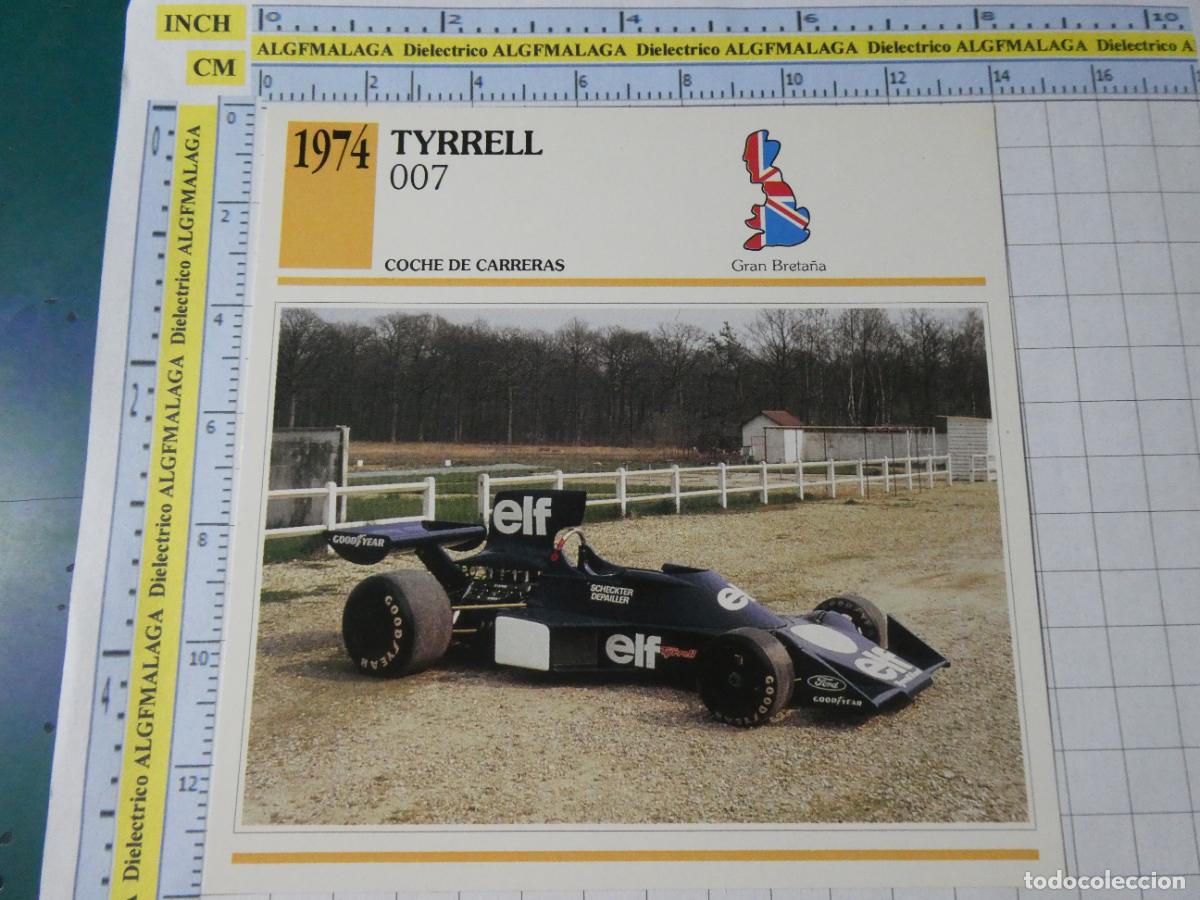 Coches y motocicletas: TARJETA FICHA T&Eacute;CNICA COCHES COLECCI&Oacute;N PLANETA AGOSTINI REINO UNIDO. 1974 TYRRELL 007 1313