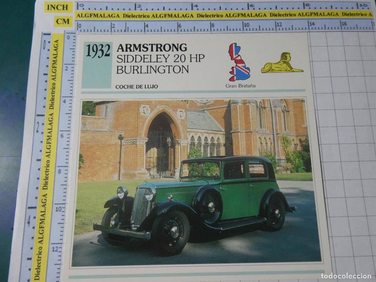 Coches y motocicletas: TARJETA FICHA T&Eacute;CNICA COCHES COLECCI&Oacute;N PLANETA AGOSTINI REINO UNIDO. 1932 ARMSTRONG SIDDELEY 20 1314