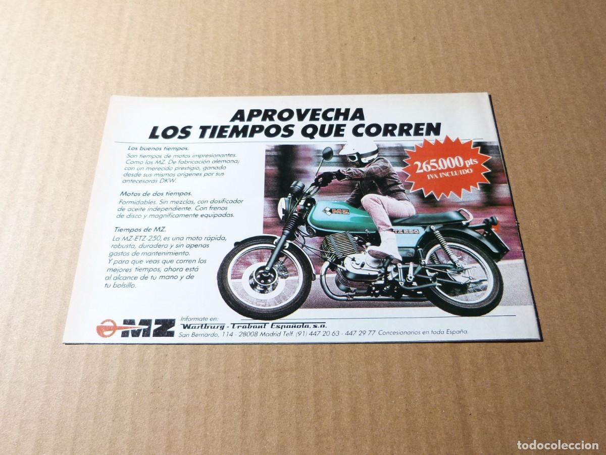 Coches y motocicletas: Anuncio MZ ETZ 250 aprovecha los tiempos que corren - Publicidad de los a&ntilde;os 80