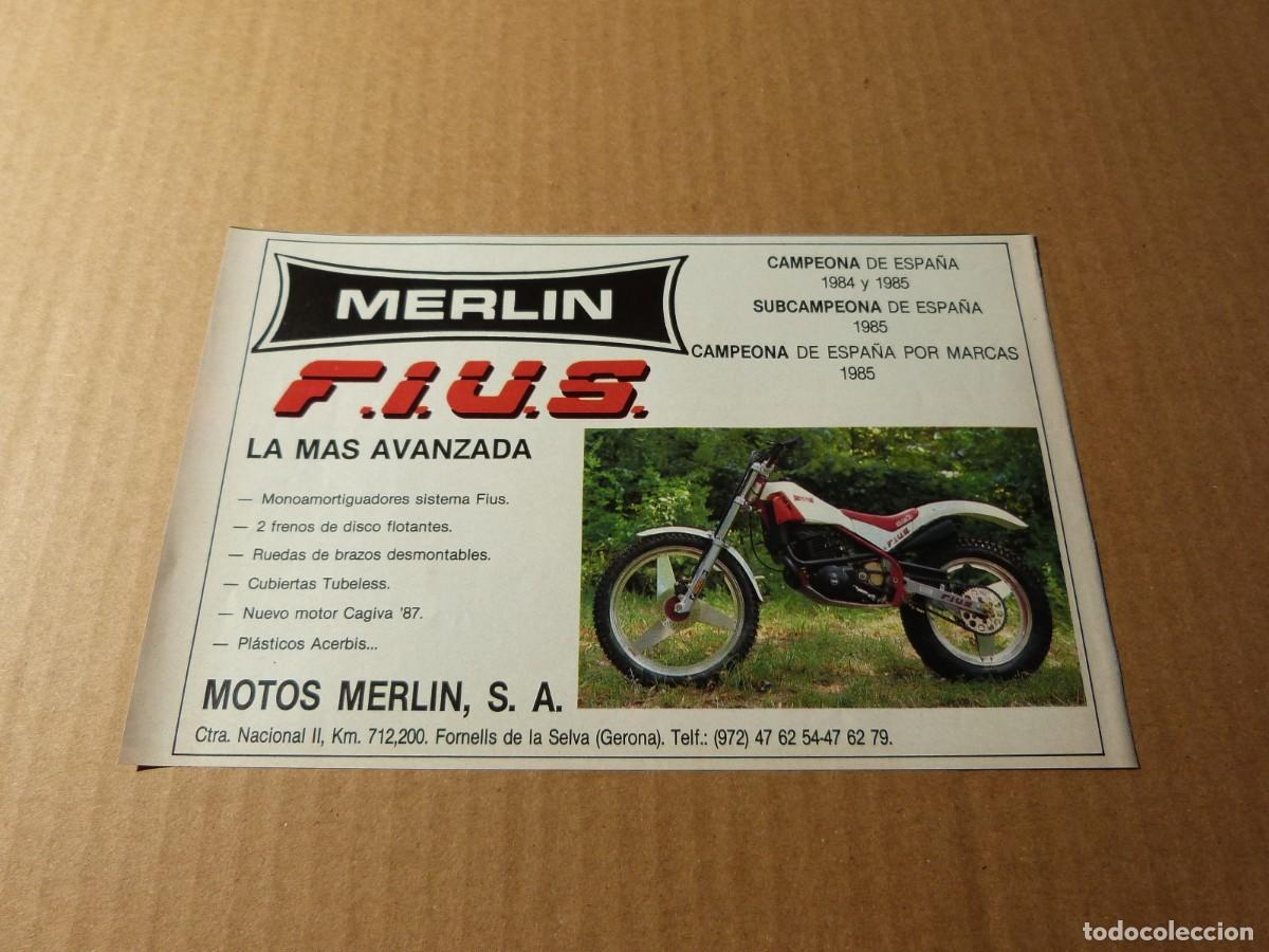 Coches y motocicletas: Anuncio Merlin FIUS F.I.U.S. campeona de Espa&ntilde;a - Publicidad de los a&ntilde;os 80
