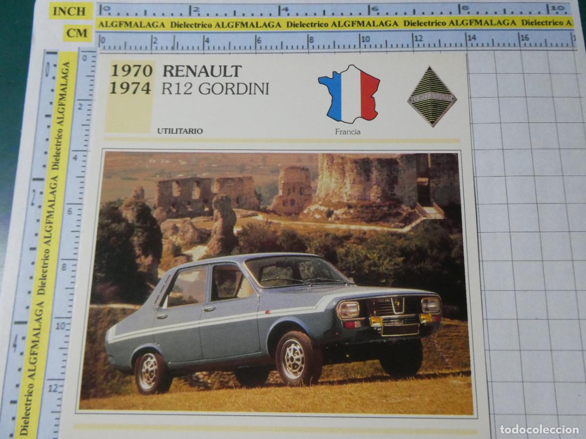 Coches y motocicletas: TARJETA FICHA T&Eacute;CNICA COCHES COLECCI&Oacute;N PLANETA AGOSTINI FRANCIA 1970 RENAULT R12 1319