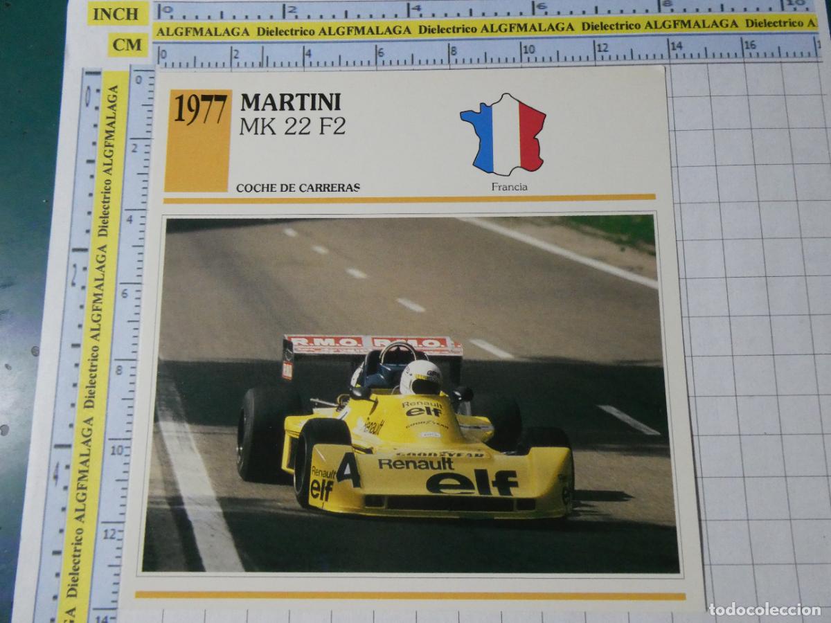 Coches y motocicletas: TARJETA FICHA T&Eacute;CNICA COCHES COLECCI&Oacute;N PLANETA AGOSTINI FRANCIA 1977 MARTINI MK 22 F2 1320
