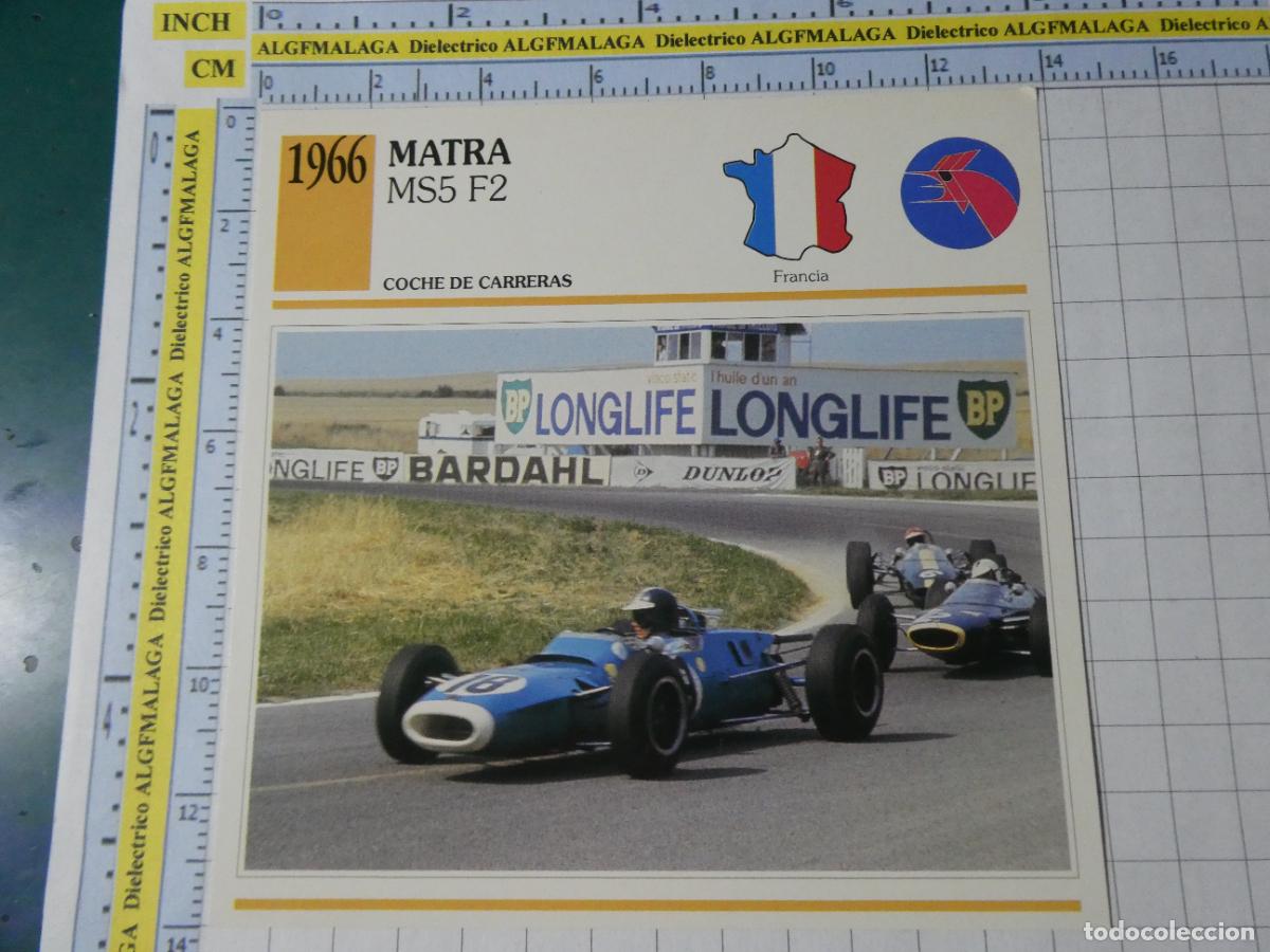 Coches y motocicletas: TARJETA FICHA T&Eacute;CNICA COCHES COLECCI&Oacute;N PLANETA AGOSTINI FRANCIA 1966 MATRA MS5 F2 1321