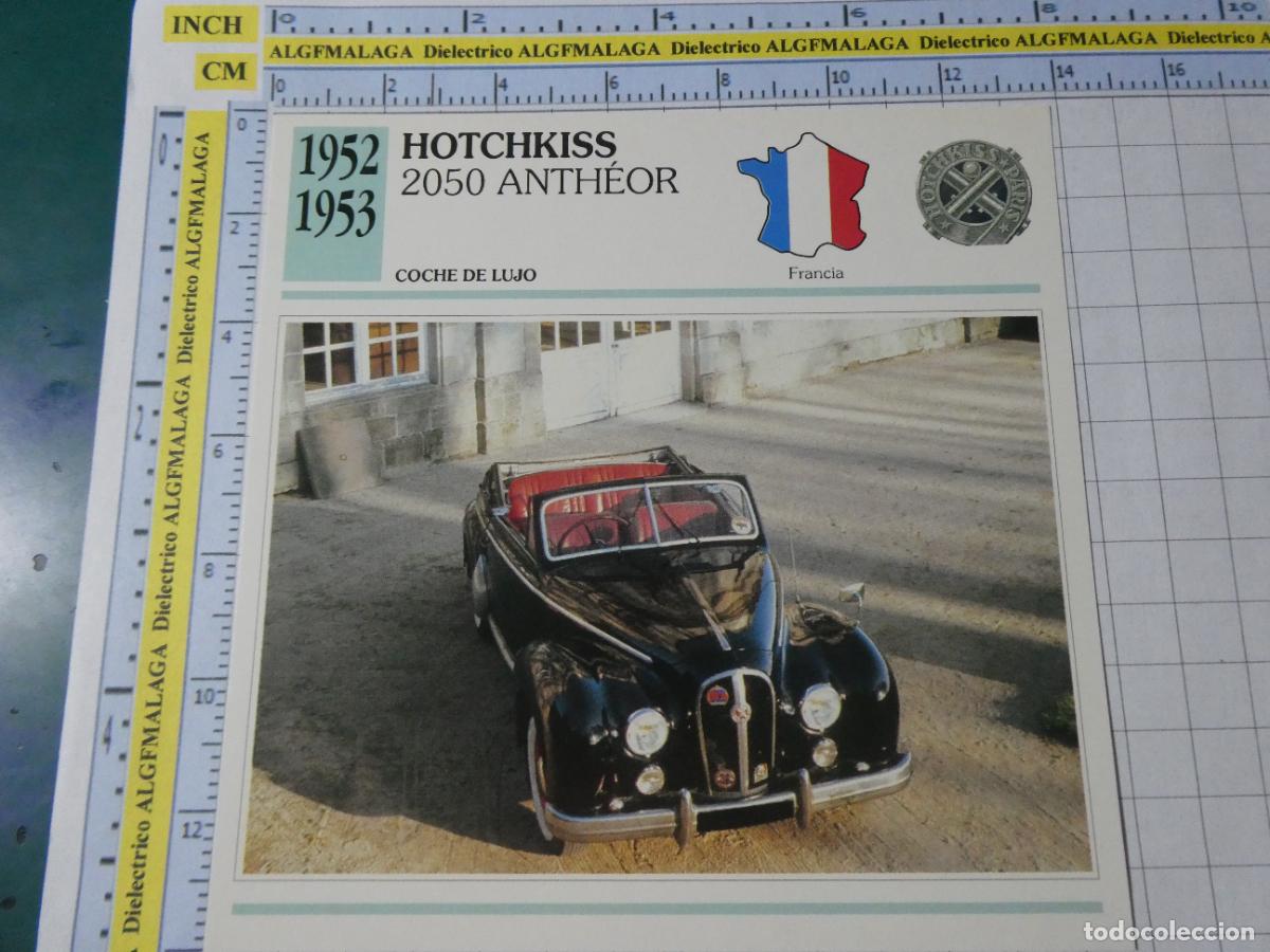 Coches y motocicletas: TARJETA FICHA T&Eacute;CNICA COCHES COLECCI&Oacute;N PLANETA AGOSTINI FRANCIA 1952 HOTCHKISS 2050 ANTHEOR 1323