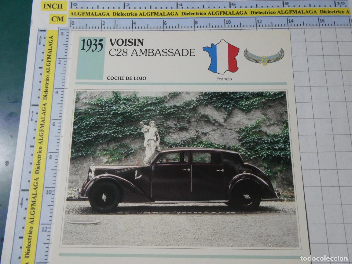 Coches y motocicletas: TARJETA FICHA T&Eacute;CNICA COCHES COLECCI&Oacute;N PLANETA AGOSTINI FRANCIA 1935 VOISIN C28 AMBASSADE 1324
