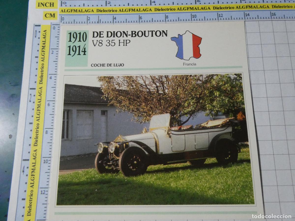 Coches y motocicletas: TARJETA FICHA T&Eacute;CNICA COCHES COLECCI&Oacute;N PLANETA AGOSTINI FRANCIA 1910 DE DION- BOUTON V8 35HP 1326