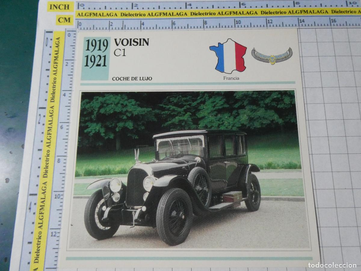 Coches y motocicletas: TARJETA FICHA T&Eacute;CNICA COCHES COLECCI&Oacute;N PLANETA AGOSTINI FRANCIA 1919 VOISIN C1 1328