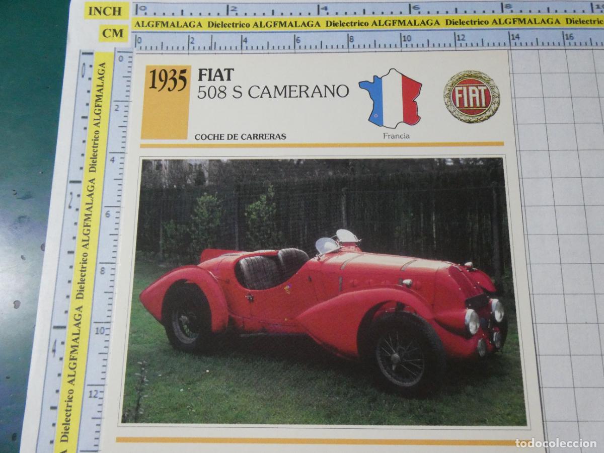 Coches y motocicletas: TARJETA FICHA T&Eacute;CNICA COCHES COLECCI&Oacute;N PLANETA AGOSTINI FRANCIA 1935 FIAT 508 S CAMERANO 1329