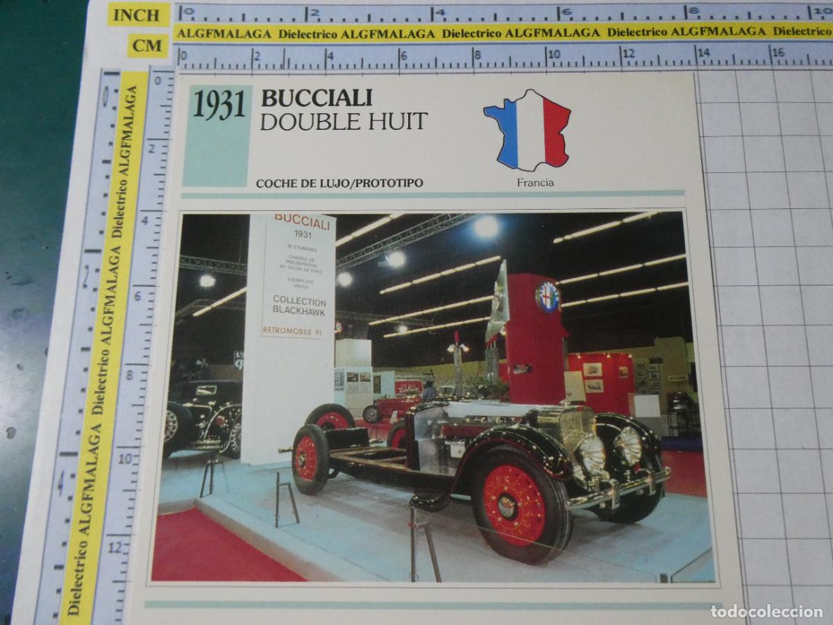 Coches y motocicletas: TARJETA FICHA T&Eacute;CNICA COCHES COLECCI&Oacute;N PLANETA AGOSTINI FRANCIA 1931 BUCCIALI DOUBLE HUIT 1331