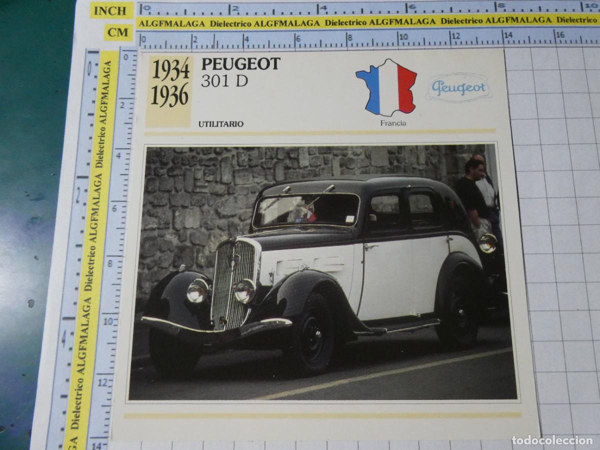 Coches y motocicletas: TARJETA FICHA T&Eacute;CNICA COCHES COLECCI&Oacute;N PLANETA AGOSTINI FRANCIA 1934 PEUGEOT 301 D 1333