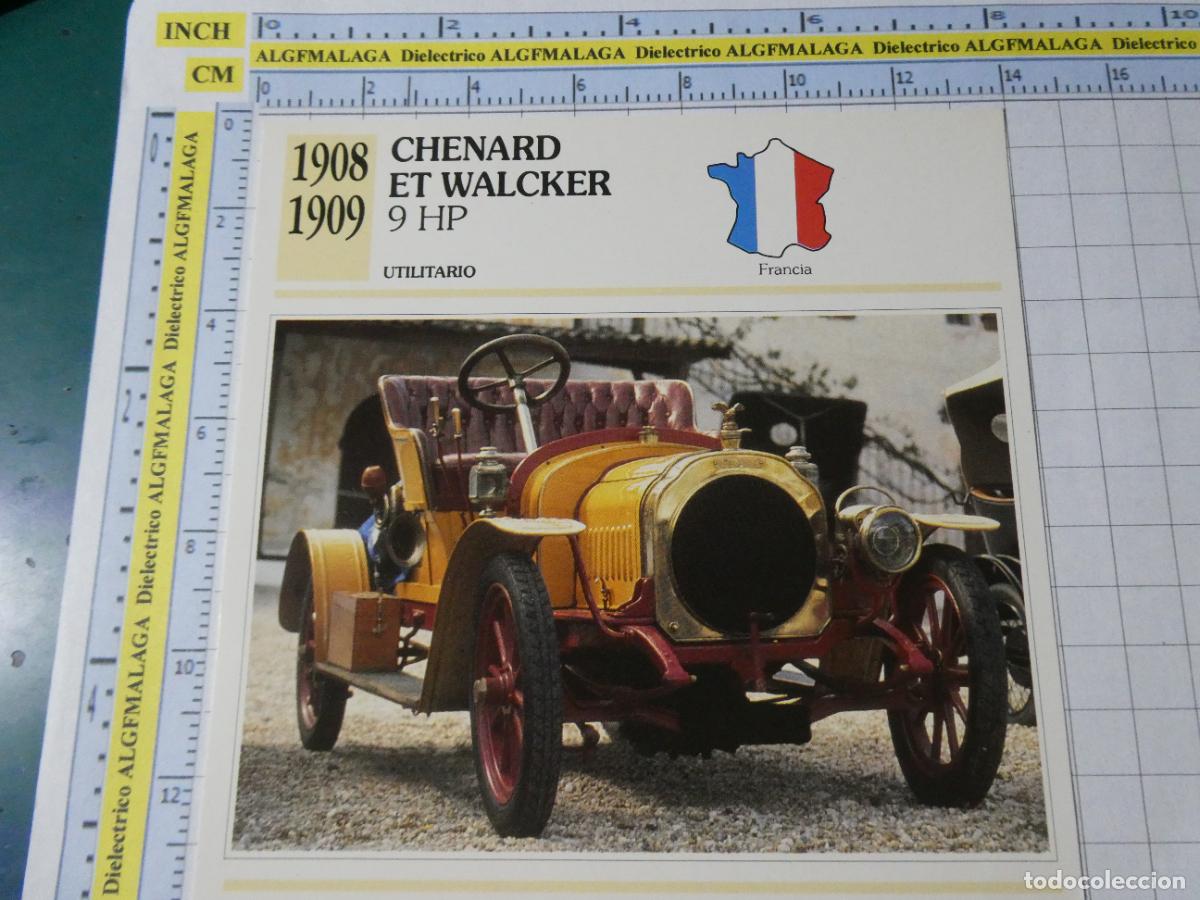 Coches y motocicletas: TARJETA FICHA T&Eacute;CNICA COCHES COLECCI&Oacute;N PLANETA AGOSTINI FRANCIA 1908 CHENARD ET WALCKER 9 HP 1334