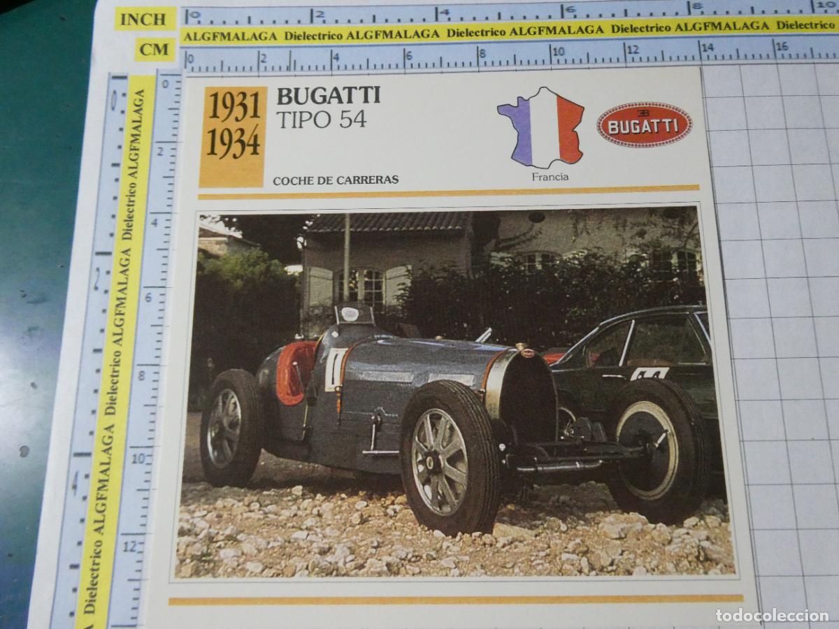 Coches y motocicletas: TARJETA FICHA T&Eacute;CNICA COCHES COLECCI&Oacute;N PLANETA AGOSTINI FRANCIA 1931 BUGATTI TIPO 54 1335