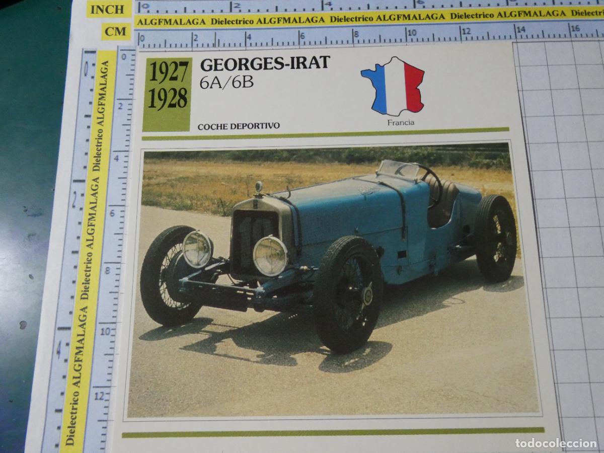 Coches y motocicletas: TARJETA FICHA T&Eacute;CNICA COCHES COLECCI&Oacute;N PLANETA AGOSTINI FRANCIA 1927 GEORGES-IRAT 6A/6B 1336