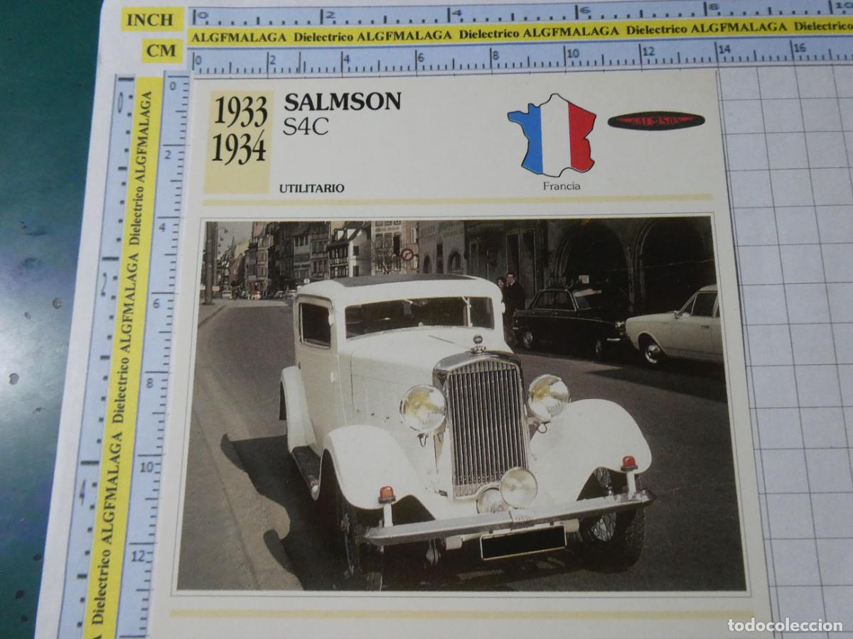 Coches y motocicletas: TARJETA FICHA T&Eacute;CNICA COCHES COLECCI&Oacute;N PLANETA AGOSTINI FRANCIA 1933 SALMSON S4C 1338