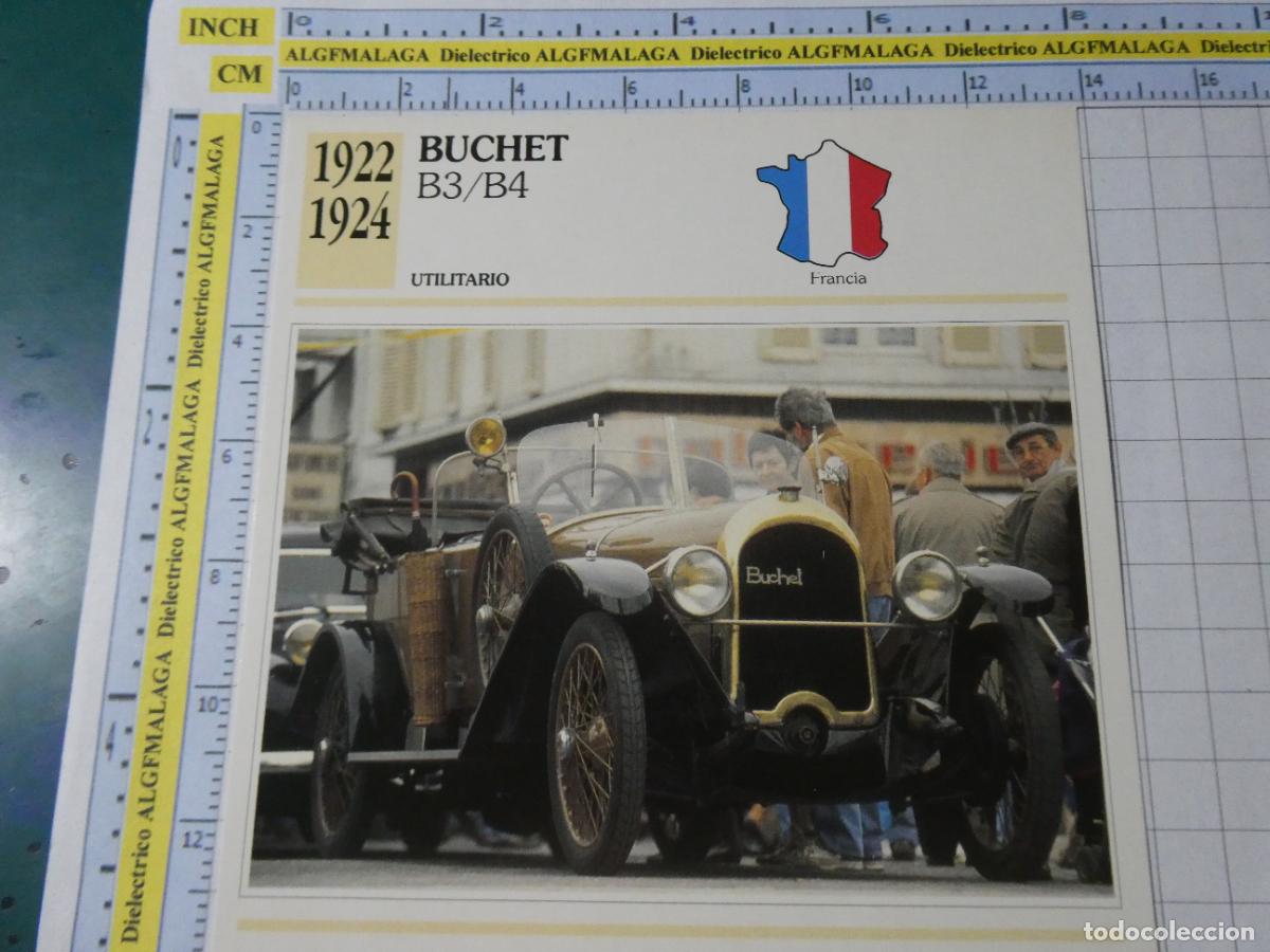 Coches y motocicletas: TARJETA FICHA T&Eacute;CNICA COCHES COLECCI&Oacute;N PLANETA AGOSTINI FRANCIA 1922 BUCHET B3/B4 1339