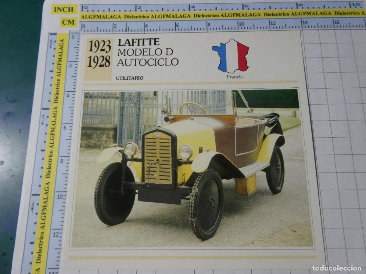 Coches y motocicletas: TARJETA FICHA T&Eacute;CNICA COCHES COLECCI&Oacute;N PLANETA AGOSTINI FRANCIA 1923 LAFITTE MODELO D AUTOCICLO 1340