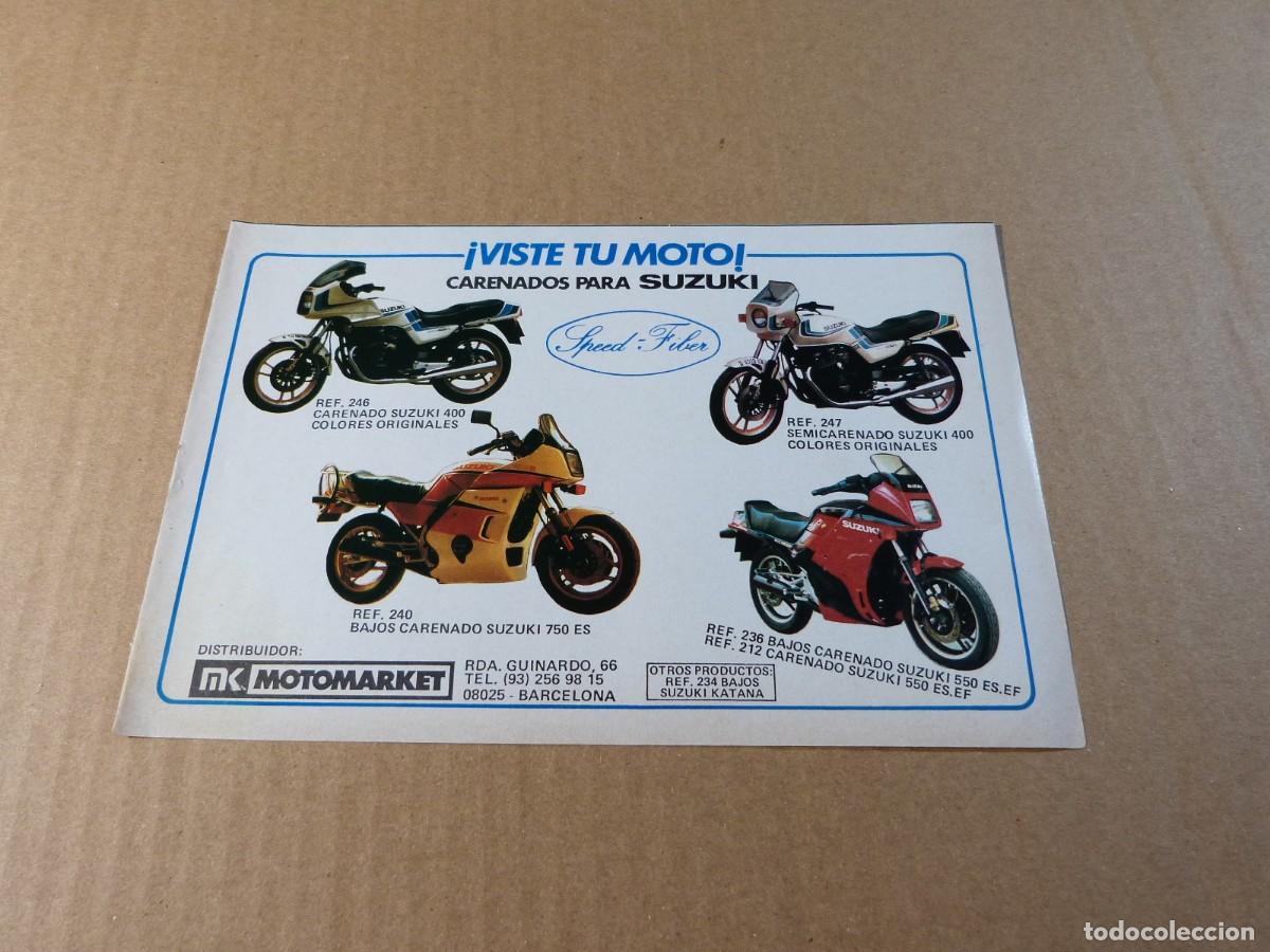 Coches y motocicletas: Anuncio carenados Speed Fiber para Suzuki - Publicidad de los a&ntilde;os 80