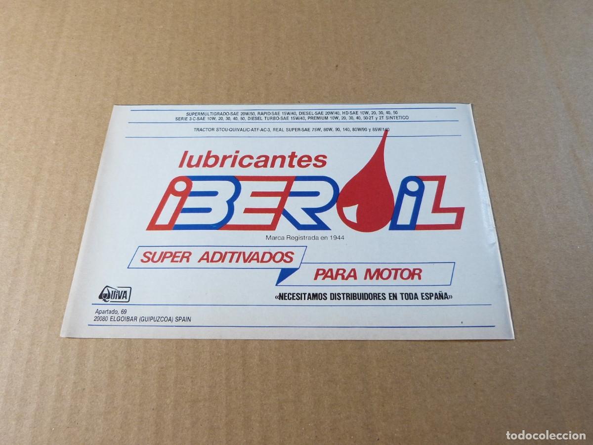Coches y motocicletas: Anuncio lubricantes Iberoil superaditivados para motor - Publicidad de los a&ntilde;os 80