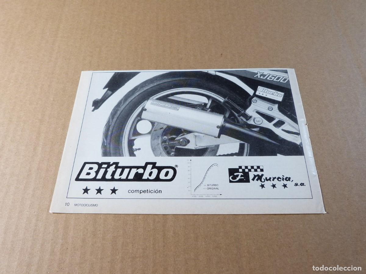 Coches y motocicletas: Anuncio escape Biturbo competicion F Murcia - Publicidad de los a&ntilde;os 80