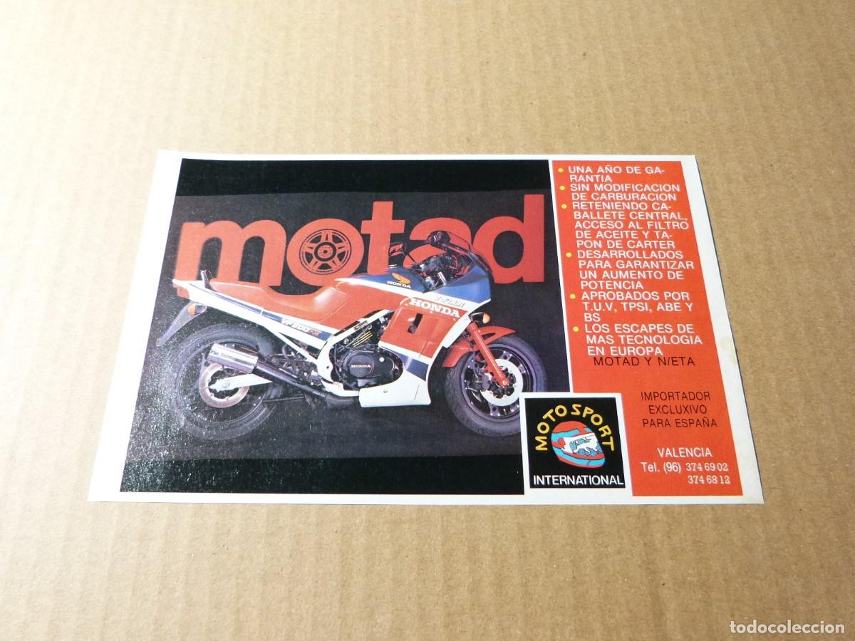 Coches y motocicletas: Anuncio escape Motad para motocicletas - Publicidad de los a&ntilde;os 80