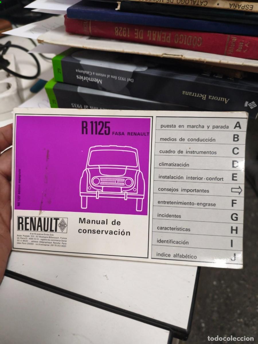 Coches y motocicletas: Renault R.1125 manual de conservaci&oacute;n 1967 edici&oacute;n espa&ntilde;ola. Fasa.