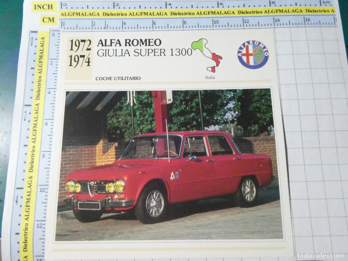 Coches y motocicletas: TARJETA FICHA T&Eacute;CNICA COCHES COLECCI&Oacute;N PLANETA AGOSTINI ITALIA 1972 ALFA ROMEO GIULIA SUPER 1370